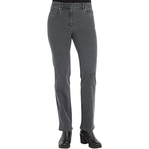 Zerres Cora Women's Jeans Straight Fit Comfort S Rhinestone Stretch, 97 Dark Grey, 40 von Zerres