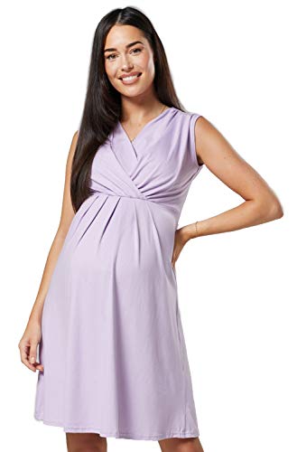 Zeta Ville - Damen Still Kleid Diskretes Stillen Skaterkleid Schwangere - 808c (Lavendel, 40, L) von Zeta Ville Fashion