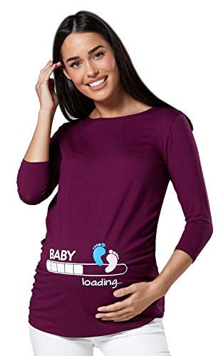 Zeta Ville - Damen Umstands-Oberteil Top T-Shirt witzige Baby Loading Druck 549c (Pflaume, 42-44, XL) von Zeta Ville Fashion