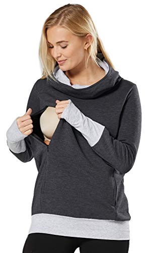 Zeta Ville Damen Umstands-Still-Kapuzenpullover aus Baumwolle 330 (Graphit Melange & Grau Melange, 44-46, 3XL) von Zeta Ville Fashion