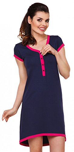 Zeta Ville - Damen Umstands Still-Nachthemd Kontrastdetails Knopfleiste - 981c (Marine, 40-42, XL) von Zeta Ville Fashion