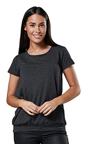 Zeta Ville - Zweilagiges T-Shirt Stillzeit Top Schwangere Kurzarm - Damen - 436c (Graphit Melange, 36-38, S) von Zeta Ville Fashion