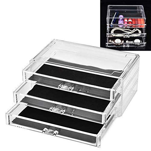 Transparente Make-up Schublade, Acryl Kosmetik Make-up Schmuck Organizer Schmuckschatulle mit 3 Schubladen für Frauen verwenden von Zetiling