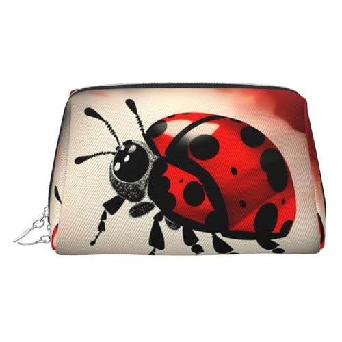 Goldfarbene Make-up-Tasche aus Leder – Kunst-Marienkäfer-Tracks Druck, Reise-Kosmetiktasche für Frauen, Reißverschluss, ideales Geschenk für Reisende, silber, Einheitsgröße Goldfarbene Make-up-Tasche aus Leder – Kunst-Marienkäfer-Tracks Druck, Reise-Kosmetiktasche für Frauen, Reißverschluss, ideales Geschenk für Reisende, silber, Einheitsgröße von ZhanGM