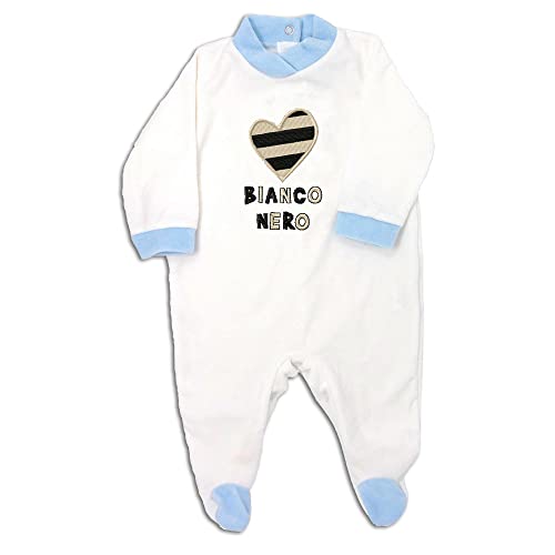 Zigozago - Baby Overall Einteiler Strampler mit Fuss Baby-Strampler mit Fuss Schwarzes und weißes Herz“ aus Baumwolle Samt Zigozago - Baby Overall Einteiler Strampler mit Fuss Baby-Strampler mit Fuss Schwarzes und weißes Herz“ aus Baumwolle Samt von Zigozago