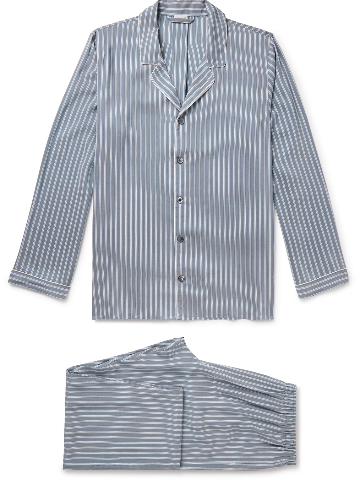 Zimmerli - Camp-Collar Striped Woven Pyjama Set - Men - Blue - M von Zimmerli