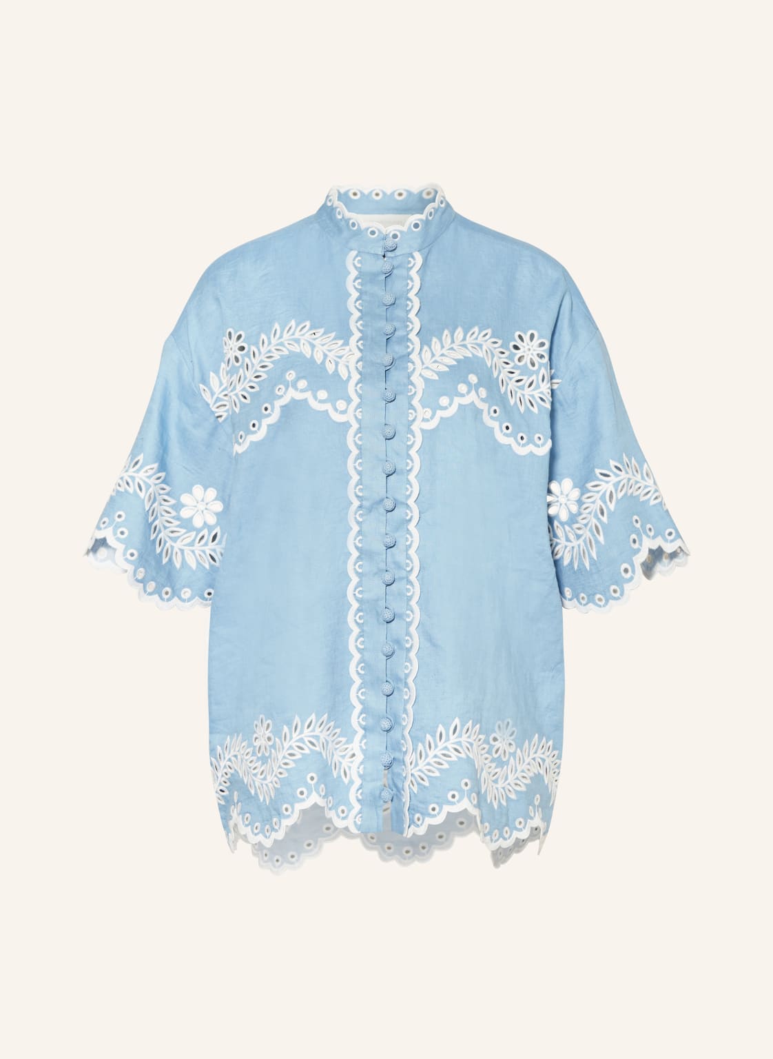 Zimmermann Leinenbluse Junie Mit Lochspitze blau von Zimmermann