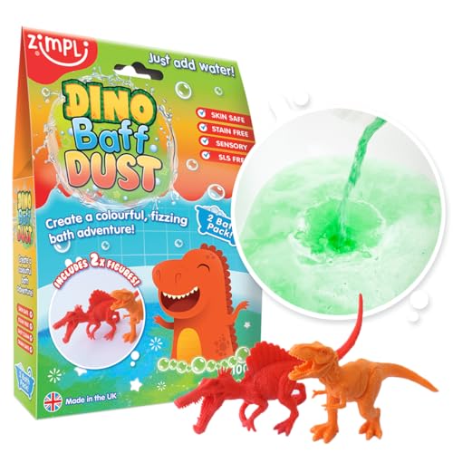 Dino Baff Dust 2 Packungen zum Baden und 2 Dinosaurier-Figuren von Zimpli Kids, magisches Badepulver mit Blasen für Kinder, Geschenk für Kinder, Dinosauriergeschenke für Jungen Dino Baff Dust 2 Packungen zum Baden und 2 Dinosaurier-Figuren von Zimpli Kids, magisches Badepulver mit Blasen für Kinder, Geschenk für Kinder, Dinosauriergeschenke für Jungen von Zimpli Kids