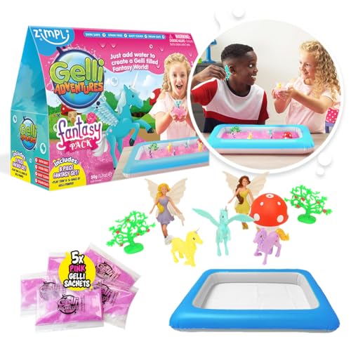 Gelli Worlds Fantasy Pack von Zimpli Kids, 5 Use Pack, 8 x Fantasy Figuren, aufblasbares Tablett, fantasievolles Spielset, Kinder Sensory Kit, Geburtstagsgeschenk für Jungen & Mädchen, Rollenspiel Spielzeug Gelli Worlds Fantasy Pack von Zimpli Kids, 5 Use Pack, 8 x Fantasy Figuren, aufblasbares Tablett, fantasievolles Spielset, Kinder Sensory Kit, Geburtstagsgeschenk für Jungen & Mädchen, Rollenspiel Spielzeug von Zimpli Kids