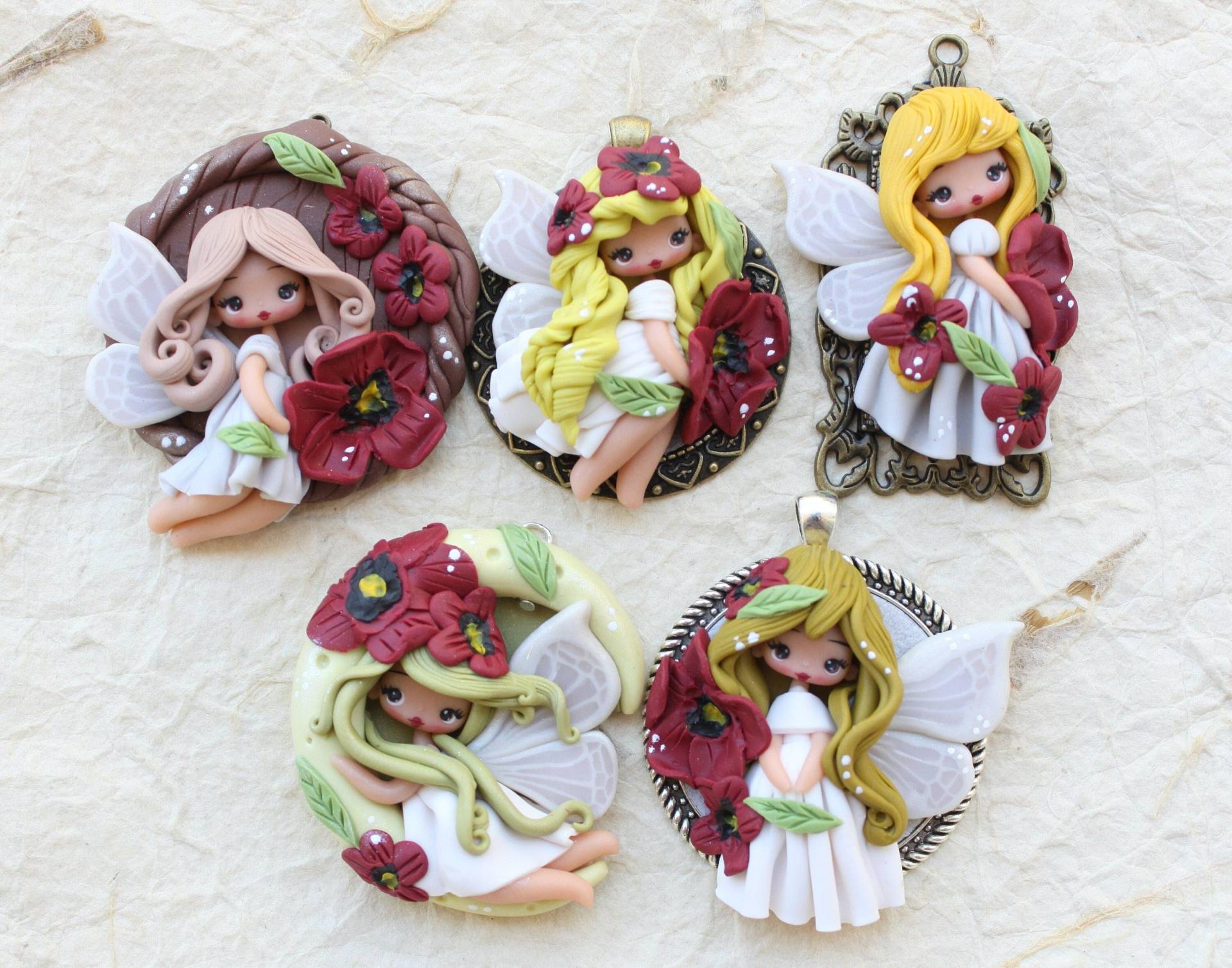 Polymer Clay Halskette, Puppen Anhänger, Handgemachter Schmuck Für Mädchen, Geschenk Sie, Fee Mohn Halskette von ZingaraCreativa