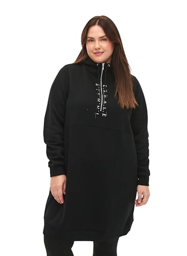 Zizzi Active by Damen Große Größen Sweatshirtkleid Kapuze Größe 50-52 Black/Grey von Zizzi