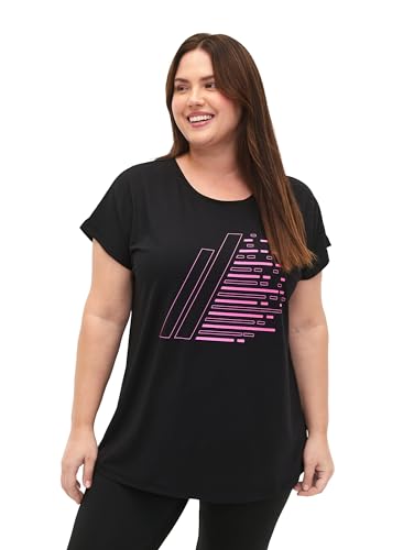 Zizzi Active by Damen Große Größen T-Shirt Kurze Ärmel Gr Gr XXXL (62/64) Black/Sugar Plum von Zizzi