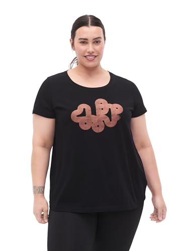 Zizzi Active by Damen Große Größen T-Shirt Print Gr 42-44 Black w. Graphics von Zizzi