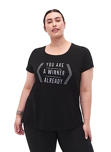 Zizzi Active by Damen Große Größen T-Shirt Print Gr 46-48 Black w. Winner von Zizzi