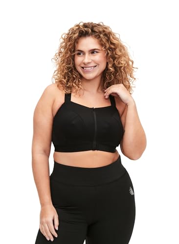 Zizzi Active by Frauen Große Größen Sport-BH Vorderverschluss Größe Gr 46 Black von Zizzi