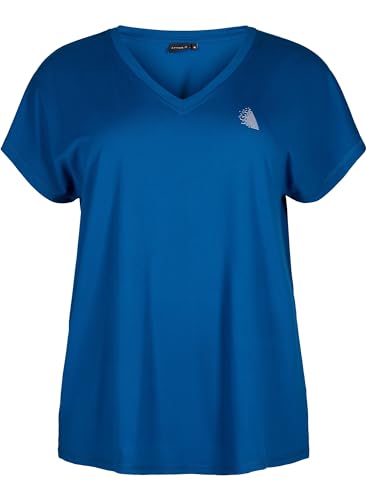 Zizzi Active by Frauen Große Größen T-Shirt V-Ausschnitt Größe Gr XL (54/56) Blue Opal von Zizzi