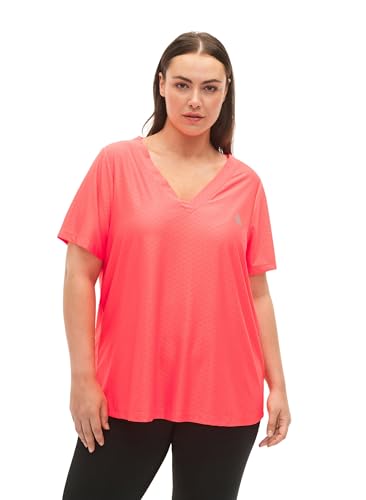 Zizzi Active by Frauen Große Größen T-Shirt V-Ausschnitt Muster Größe 42-44 Fyring Coral Ass von Zizzi