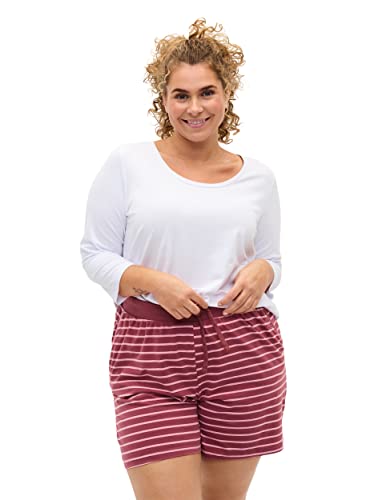 Zizzi Damen Große Größen Baumwoll T Shirt mit 3/4 Ärmeln und Rundhals Gr - Plus Size Damen Kleidung 50-52 Bright White von Zizzi