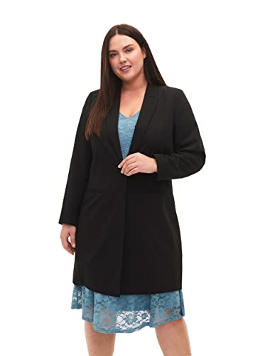 Zizzi Damen Große Größen Blazer Lang Kragen Knopf Gr 60 Black von Zizzi