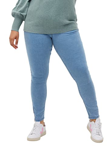 Zizzi Damen Große Größen Cropped Super Slim Fit Jeans Gr Gr 44 Light Blue Denim - Plus Size Damen Kleidung von Zizzi