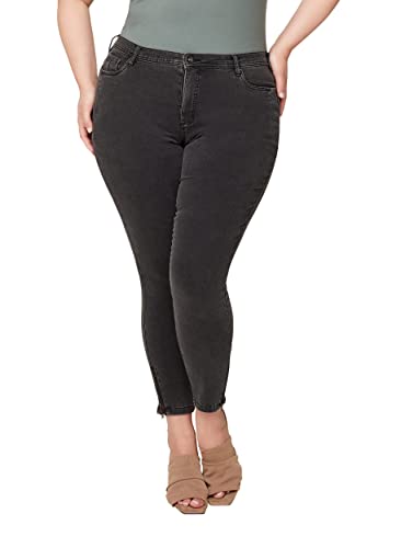 Zizzi Damen Große Größen Cropped Super Slim Fit Jeans Gr - Plus Size Damen Kleidung 54 Grey Denim von Zizzi