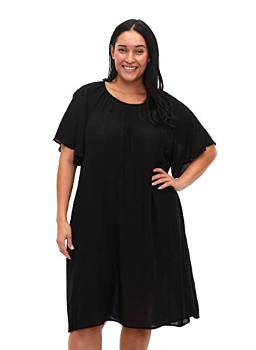 Zizzi Damen Große Größen Kleid Kurze Ärmel Viskose Gr Gr S (42/44) Black von Zizzi