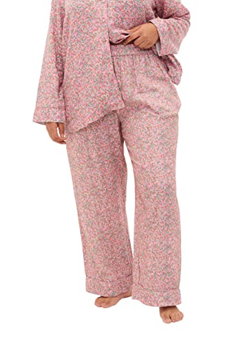 Zizzi Damen Große Größen Pyjamahose Baumwolle Blumenmuster Gr 46-48 Powder Pink von Zizzi