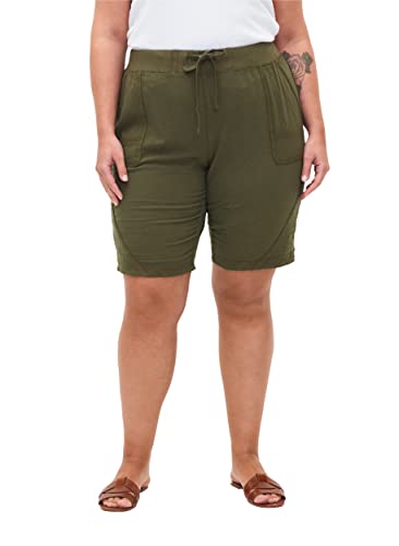 Zizzi Damen Große Größen Shorts Baumwolle Taschen Gr 58-60 Ivy Green von Zizzi