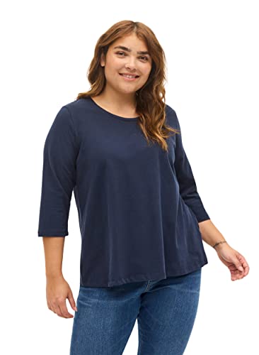 Zizzi Damen Große Größen T-Shirt Baumwolle 3/4-Ärmel Gr. 46-48 Navy Blazer von Zizzi