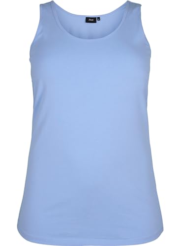 Zizzi Damen Große Größen Top Baumwolle Einfarbig Basic Gr. 46-48 Serenity von Zizzi