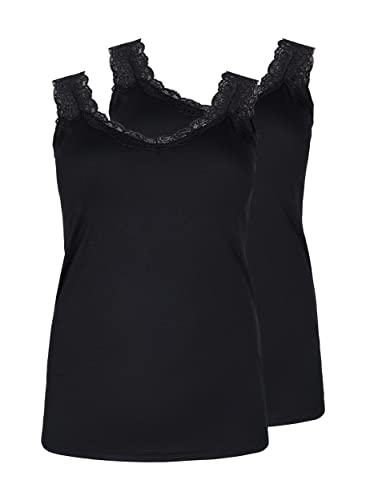 Zizzi Damen Große Größen Top Spitze Gr 42-44 Black/Black von Zizzi