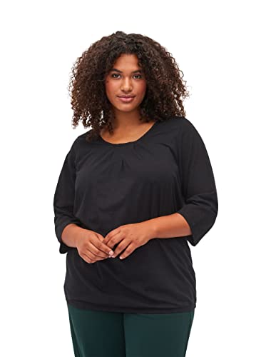 Zizzi Damen große Größen Bluse 3/4 Ärmel Baumwolle Größe 42-44 Black von Zizzi