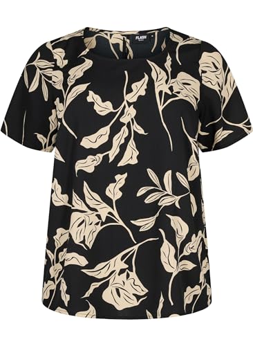 Zizzi Flash by Damen Große Größen Bluse Kurze Ärmel Größe 42–60 Gr M (46/48) Black Off White FL. von Zizzi