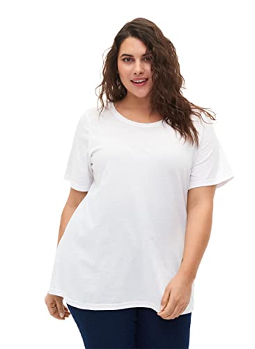 Zizzi Flash by Damen Große Größen T-Shirt 2er-Pack Rundhalsausschnitt Gr 50-52 White/Black von Zizzi