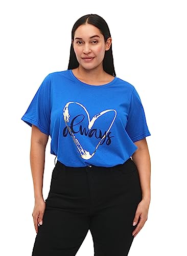 Zizzi Flash by Damen Plus Größe T-Shirts 2er Pack Aufdruck Größe 46-48 Princess B./Black von Zizzi