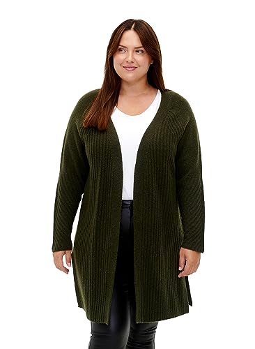 Zizzi Frauen Große Größen Strickjacke Strickmuster Einheitsgröße 50-52 Forest Night Mel. von Zizzi