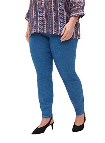 Zizzi Frauen Plus Größe Leggings Tight Fit Stretch Größe 54-56 Blue Denim von Zizzi