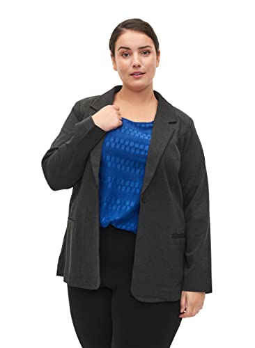 Zizzi Große Größen Damen Langarm Blazer mit Stretch Gr - Plus Size Damen Kleidung 48 Dark Grey Melange von Zizzi