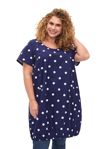 Zizzi Kurzarm Kleid mit Print Gr 50-52 Medieval Blue DOT von Zizzi