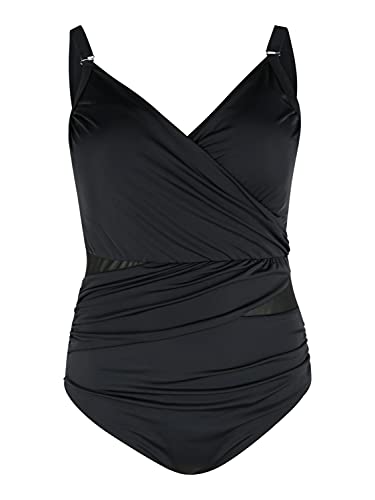 Zizzi Swim by Damen Große Größen Badeanzug mit Wickeleffekt Gr Gr 56 Black von Zizzi