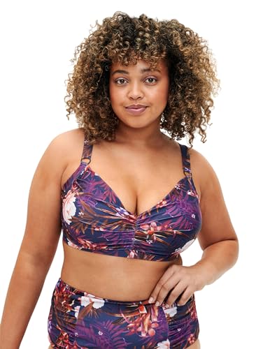 Zizzi Swim by Damen Große Größen Bikini BH Print Gr 46 Purple Flower von Zizzi