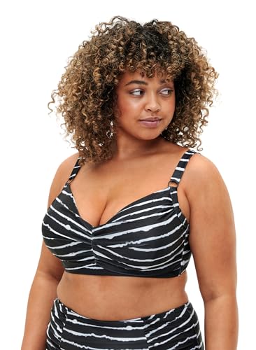 Zizzi Swim by Damen Große Größen Bikini BH Print Gr Gr 52 Black White Stripe von Zizzi