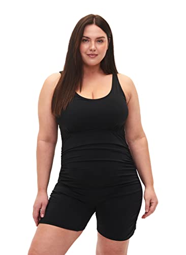 Zizzi Swim by Große Größen Damen Badeanzug mit Bein Gr 48 Schwarz von Zizzi