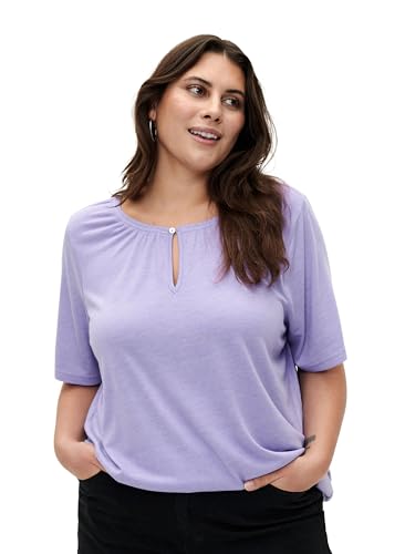 Zizzi Women Large Größe Bluse Short Melange Größe Gr M (46/48) Violet Tulip Mel. von Zizzi