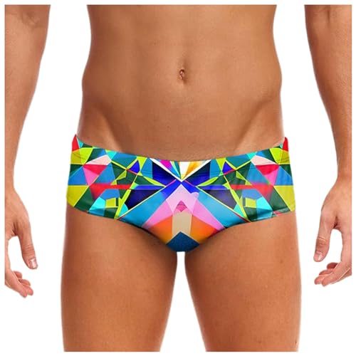 Zofedap Funky Trunks Schwimmhose Herren Eng Bunt Badehose Stretch Badeslip Schnelltrocknend Kurze Badeshorts Sommer Swimwear von Zofedap