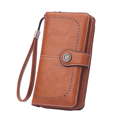 Zofedap Geldbörse Damen Gross Portemonnaie Leather mit Münzfach Portmonee Geldbeutel Brieftasche Kreditkartenetui Kartenhalter Wallet Zwei Geldbörsen Damen Eva von Zofedap