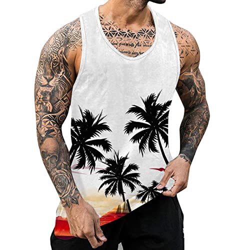 Zofedap Gym Tank Top Herren Hawaii Hemd Männer Sport Ärmelloses Shirts Fitness Muscleshirt Achselshirts Muskelshirt Trainingsshirt Tanktop Trägershirt Funktionsshirt Kompressionsshirt Herren Ärmellos von Zofedap