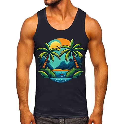 Zofedap Gym Tank Top Herren Hawaii Hemd Männer Sport Ärmelloses Shirts Fitness Muscleshirt Achselshirts Muskelshirt Trainingsshirt Tanktop Trägershirt Funktionsshirt Kompressionsshirt Herren Ärmellos von Zofedap