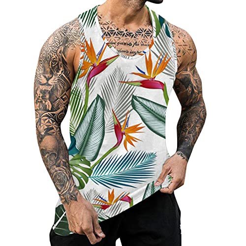 Zofedap Gym Tank Top Herren Hawaii Hemd Männer Sport Ärmelloses Shirts Sommer Muscleshirt Achselshirts Muskelshirt Unterhemd Trainingsshirt Tanktop Trägershirt Funktionsshirt Laufshirt Sommer Tops von Zofedap