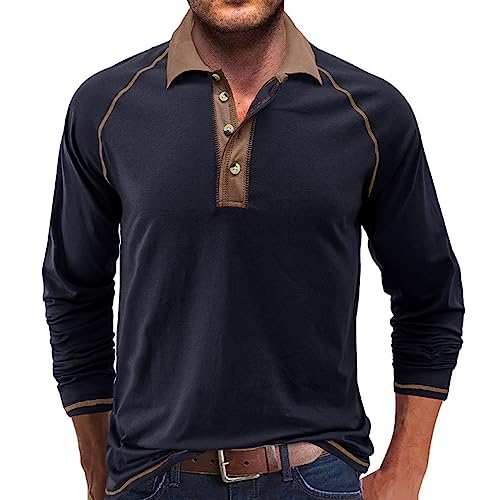 Zofedap Henley Shirt Herren Langarmshirt Knopf Herbthemd Tshirts Sweatshirt Oberteile Tops Freizeithemd Bequeme Longshirt von Zofedap